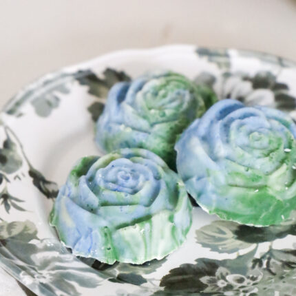 rose soaps on a plate